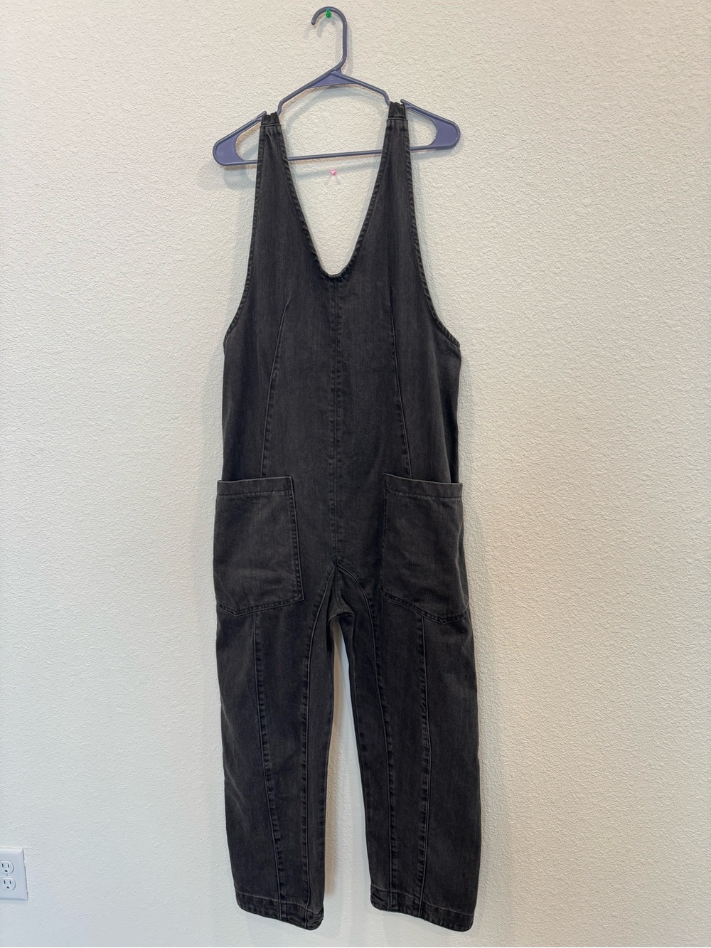 We The Free High Roller Dark Gray Denim Jumpsuit Size M